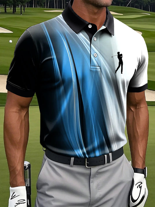 Ανδρικά Retro Αφηρημένη γραμμή τέχνης Εκτύπωση περιστασιακή επιχείρηση Polo πουκάμιση