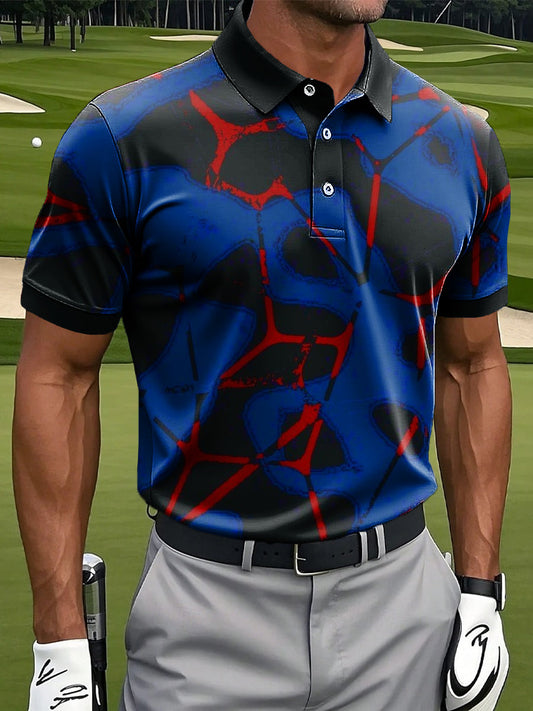 Ανδρικά Retro αφηρημένη γεωμετρική τέχνη Εκτύπωση περιστασιακή επιχείρηση Polo πουκάμιση