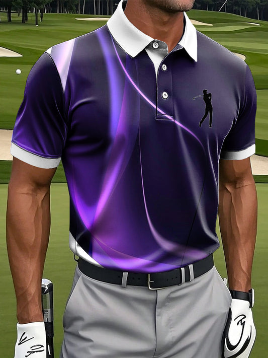 Ανδρικά Retro Αφηρημένη κύμα υφή τέχνη Εκτύπωση περιστασιακή επιχείρηση Polo πουκάμιση