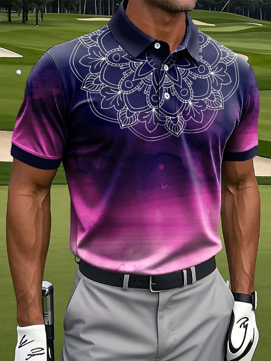 Ανδρική τέχνη τέχνης Mandala Εκτύπωση περιστασιακή επιχείρηση Polo πουκάμιση