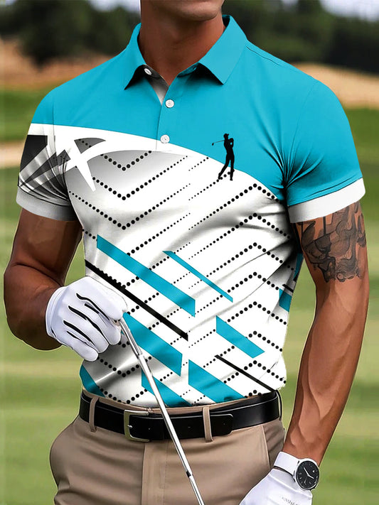 Ανδρικά γκολφ ριγέ καλλιτεχνική εκτύπωση περιστασιακή επιχείρηση Polo πουκάμιση