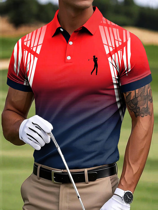 Ανδρικά γκολφ Αφηρημένη γραμμή τέχνης Εκτύπωση περιστασιακή επιχείρηση Polo πουκάμιση
