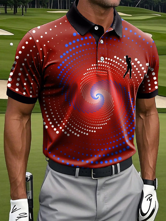 Ανδρικά ρετρο πολύχρωμο Polka Dot στροφή τέχνης Εκτύπωση περιστασιακή επιχείρηση Polo πουκάμιση