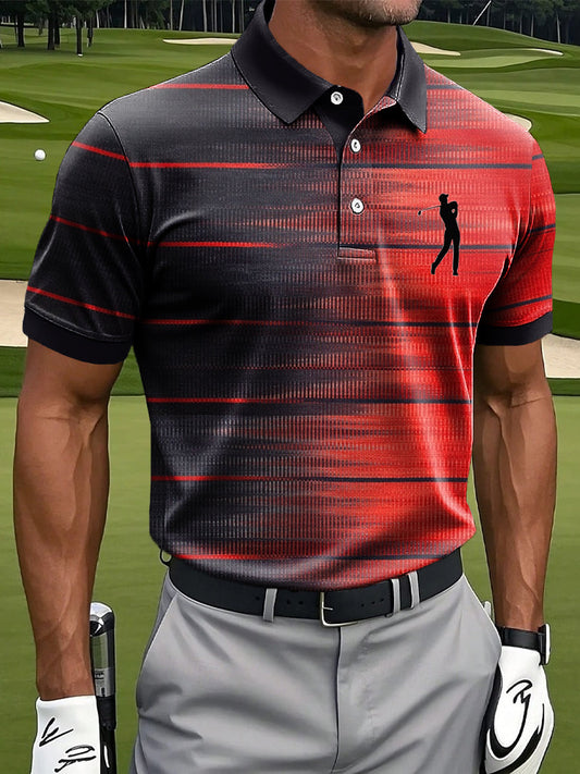 Ανδρών Retro Gradient ριγέ μπαστούνι Τέχνης Εκτύπωση περιστασιακή επιχείρηση Polo πουκάμιση