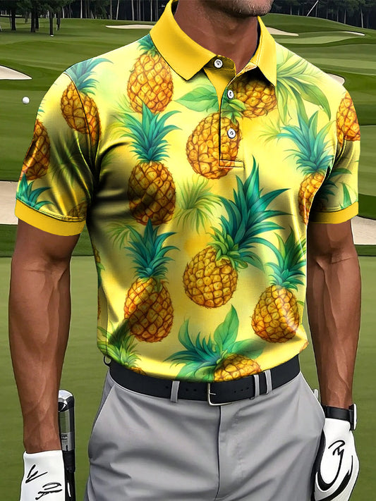 Ανδρική Χαβανέζικη ανανά τέχνη Εκτύπωση περιστασιακή θέρετρο Polo πουκάμιση