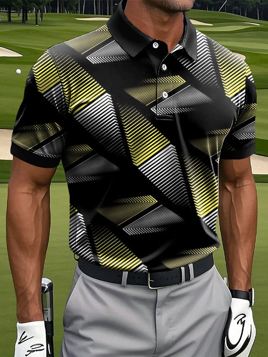 Ανδρική γεωμετρική τέχνη Εκτύπωση περιστασιακή επιχείρηση Polo πουκάμιση