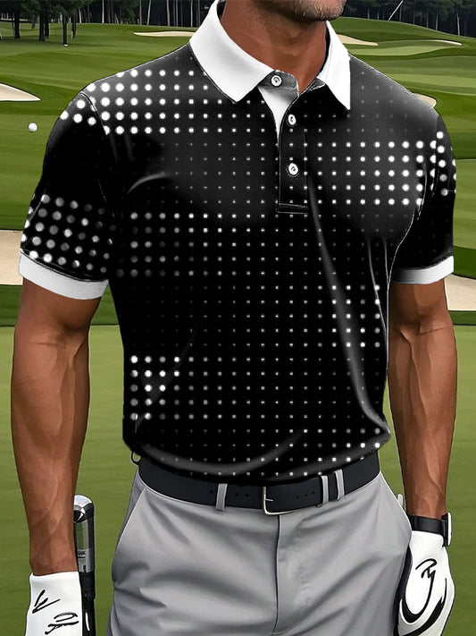 Ανδρική αναβάθμιση Polka Dot Τέχνης Εκτύπωση περιστασιακή επιχείρηση Polo πουκάμιση