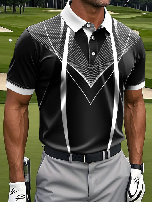 Ανδρικά Retro ακανόνιστη γραμμή τέχνης Εκτύπωση περιστασιακή επιχείρηση Polo πουκάμιση