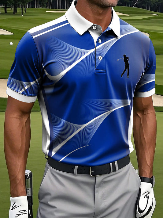 Ανδρική αφηρημένη γραμμή υφή τέχνη Εκτύπωση περιστασιακή επιχείρηση Polo πουκάμιση