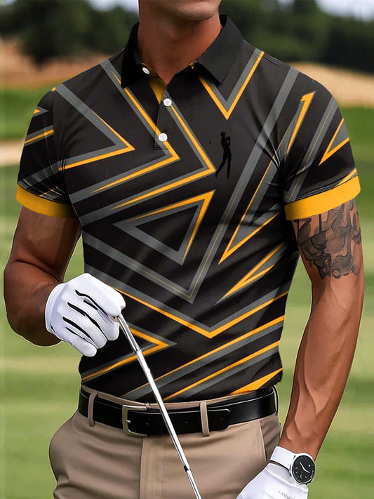 Ανδρικά γκολφ αφηρημένη γεωμετρική τέχνη Εκτύπωση περιστασιακή επιχείρηση Polo πουκάμιση