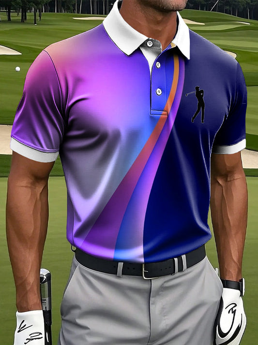 Ανδρικά Retro χρώμα διαβάθμιση υφή τέχνης Εκτύπωση περιστασιακή επιχείρηση Polo πουκάμιση