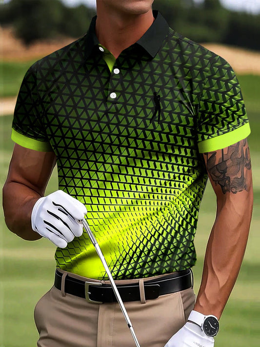 Γεωμετρική μπαλακέτα Τέχνης Εκτύπωση περιστασιακή επιχείρηση Polo πουκάμιση