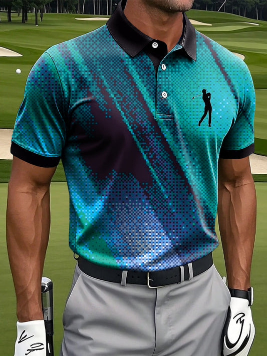Ανδρικά Αφηρημένη γραμμή Μωσαϊκή Τέχνη Εκτύπωση περιστασιακή επιχείρηση Polo πουκάμιση
