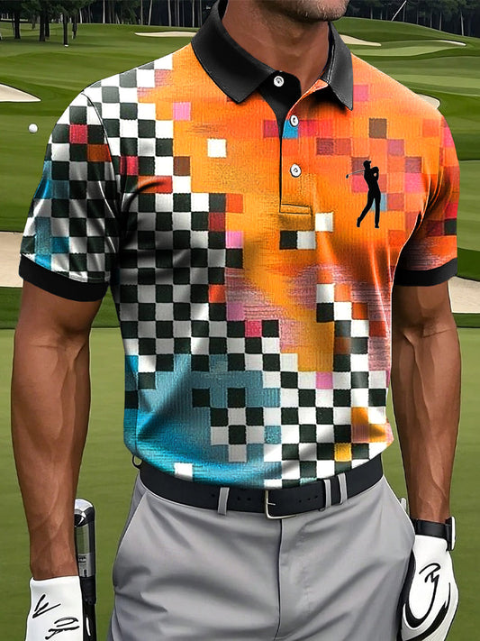 Ανδρών Retro πολύχρωμο καρπούς καλλιτεχνική εκτύπωση περιστασιακή επιχείρηση Polo πουκάμιση
