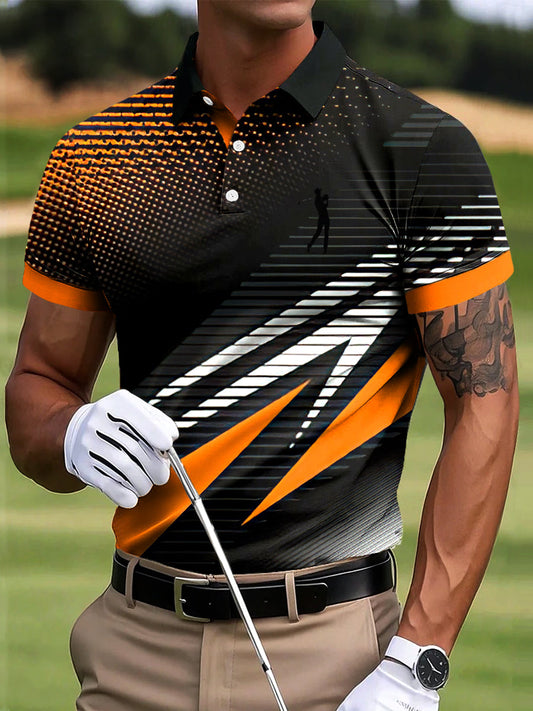 Γραμμές γκολφ Γεωμετρική τέχνη Εκτύπωση περιστασιακή επιχείρηση Polo πουκάμιση
