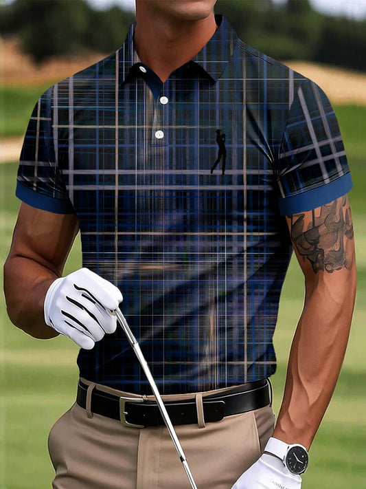 Ανδρικά κλασικό γκολφ καροτσάκι τέχνη Εκτύπωση περιστασιακή επιχείρηση Polo πουκάμιση