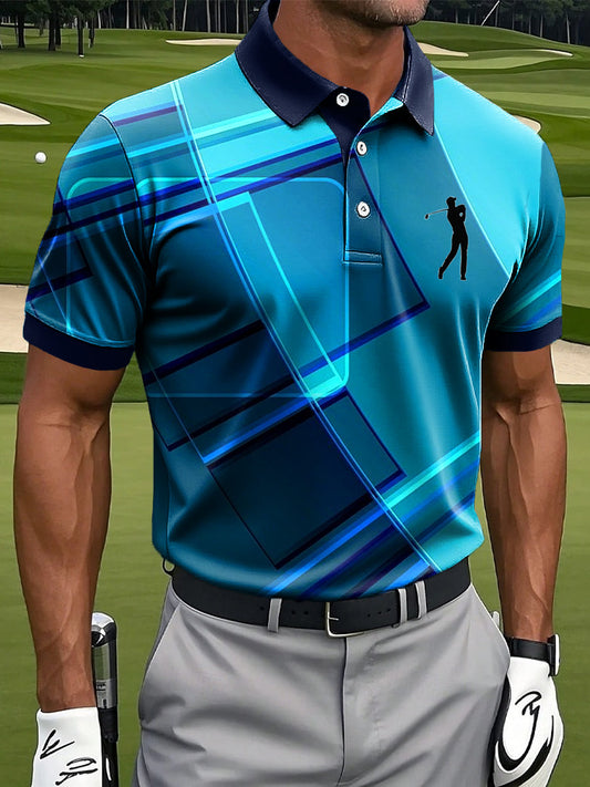 Ανδρικά Retro Αφηρημένη διαβάθμιση γεωμετρική ματσέλιδα Τέχνη Εκτύπωση περιστασιακή επιχειρηματικό Polo πουκάμιση