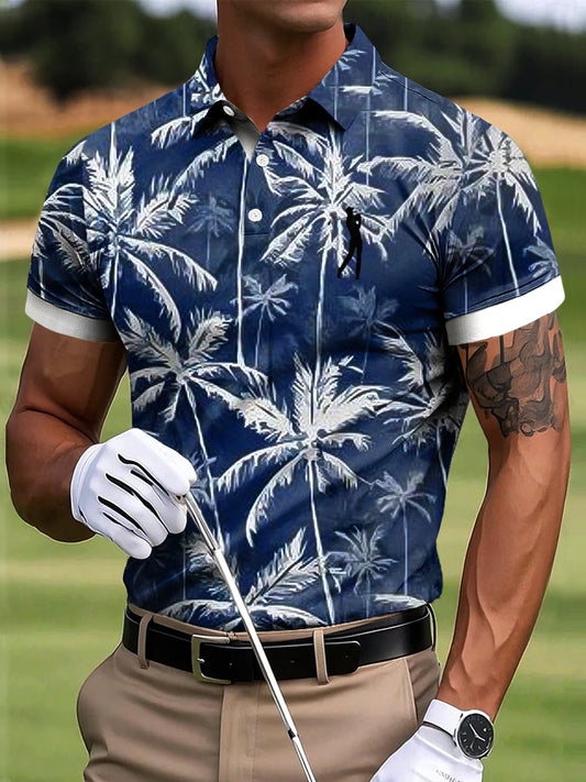 Ανδρικά γκολφ Αφηρημένη καρύδα δέντρο Τέχνη Εκτύπωση περιστασιακή επιχείρηση Polo πουκάμιση