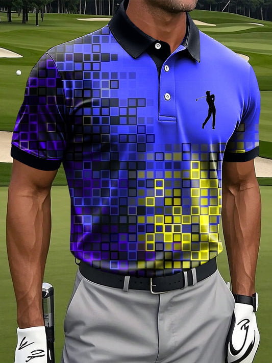 Ανδρικά Retro χρώμα διαβάθμιση γεωμετρική τέχνη Εκτύπωση περιστασιακή επιχείρηση Polo πουκάμιση