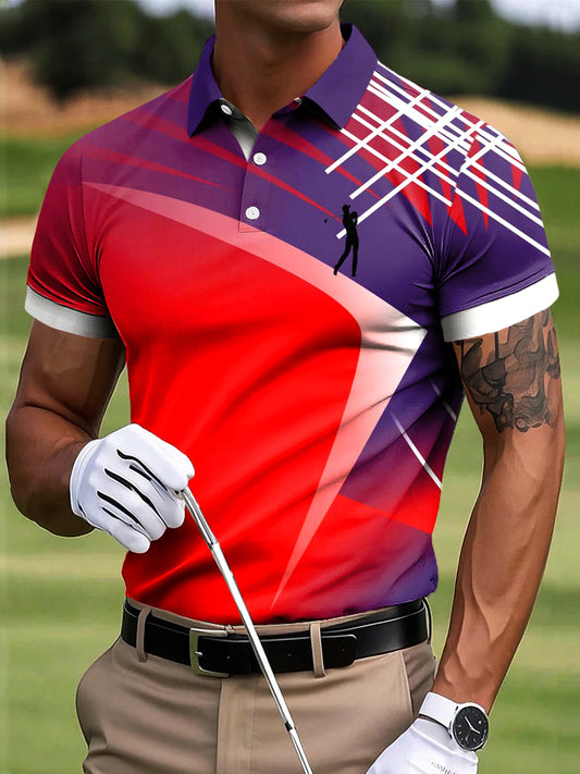 Ανδρικά γκολφ Αφηρημένη γραμμή τέχνης Εκτύπωση περιστασιακή επιχείρηση Polo πουκάμιση