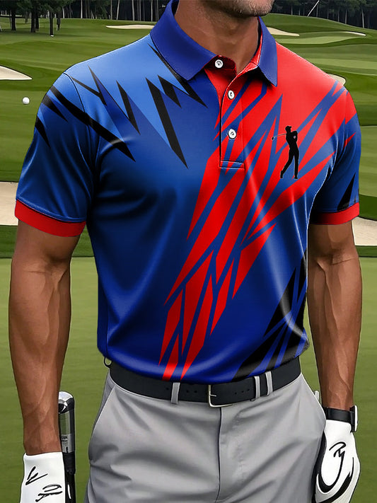 Ανδρικά Retro αφηρημένη γεωμετρική τέχνη Εκτύπωση περιστασιακή επιχείρηση Polo πουκάμιση