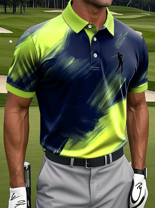 Ανδρών Retro Αφηρημένη Χρώμα Τέχνη Εκτύπωση περιστασιακή επιχείρηση Polo πουκάμιση