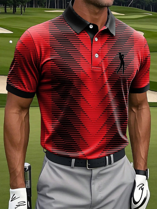 Ανδρικά Retro Gradient ριγέ τέχνη Εκτύπωση περιστασιακή επιχείρηση Polo πουκάμιση