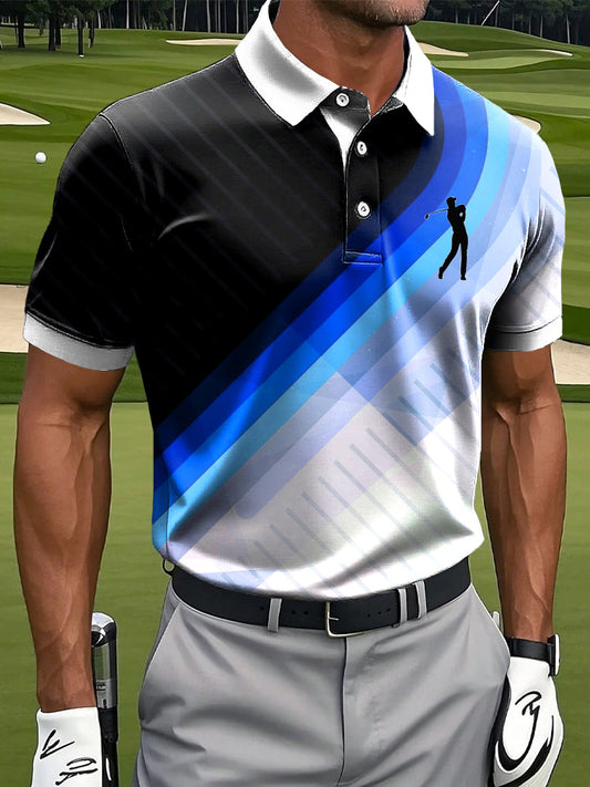 Ανδρικά Retro ακανόνιστη γραμμή Εκτύπωση περιστασιακή επιχείρηση Polo πουκάμιση