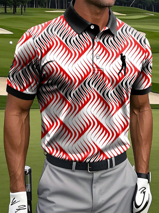 Ανδρικά Retro ακανόνιστη γραμμή τέχνης Εκτύπωση περιστασιακή επιχείρηση Polo πουκάμιση