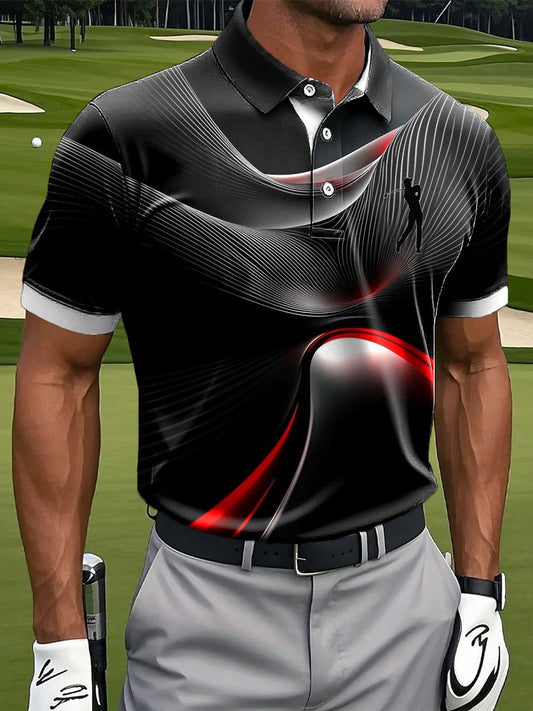 Ανδρικά Retro Αφηρημένη γραμμή τέχνης Εκτύπωση περιστασιακή επιχείρηση Polo πουκάμιση