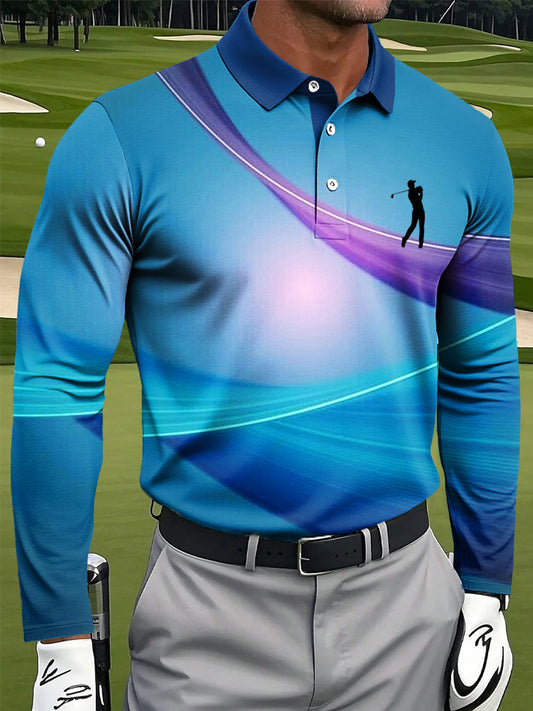 Ανδρικά Retro Αφηρημένη γραμμή τέχνης Εκτύπωση περίπτωση μακρυμάνικο πουκάμισο