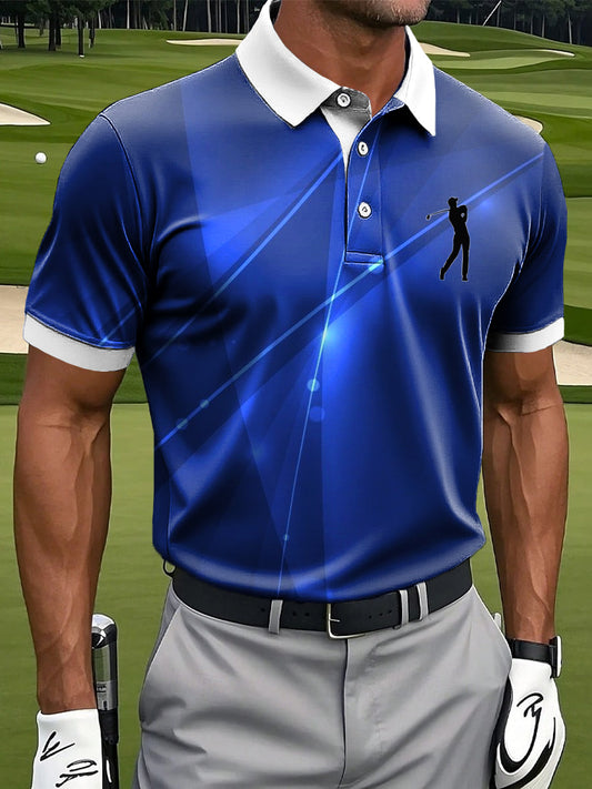 Ανδρικά Retro Αφηρημένη γραμμή υφή τέχνη Εκτύπωση περιστασιακή επιχείρηση Polo πουκάμιση