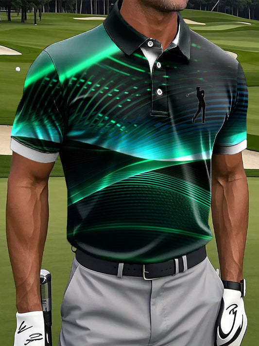 Ανδρικά Retro Αφηρημένη γραμμή υφή τέχνη Εκτύπωση περιστασιακή επιχείρηση Polo πουκάμιση