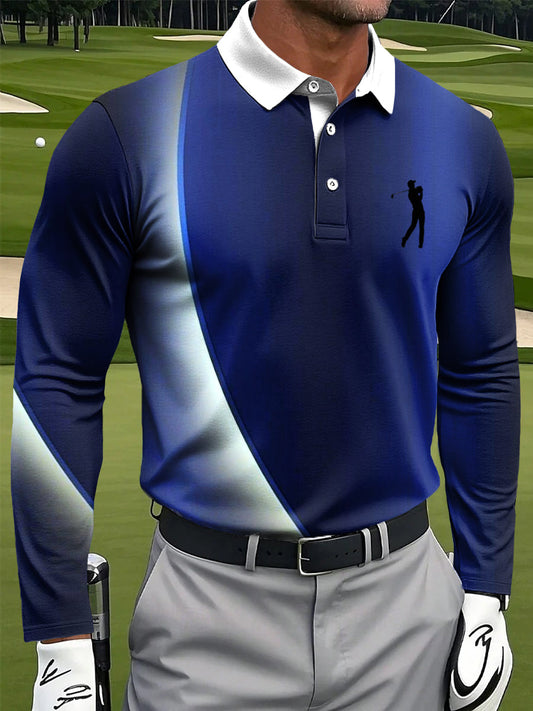 Ανδρική τέχνη εκτύπωση περίπτωση μακριά μανίκι Polo πουκάμιση