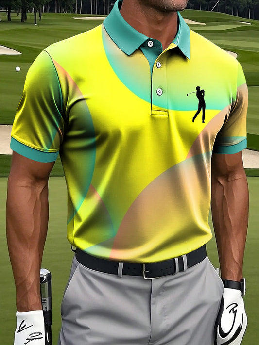 Ανδρικά Retro χρώμα διαβάθμιση γεωμετρική τέχνη Εκτύπωση περιστασιακή επιχείρηση Polo πουκάμιση