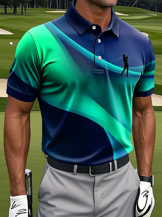 Ανδρικά Retro πολύχρωμα υφή καλλιτεχνική εκτύπωση Casual Business Polo πουκάμιση