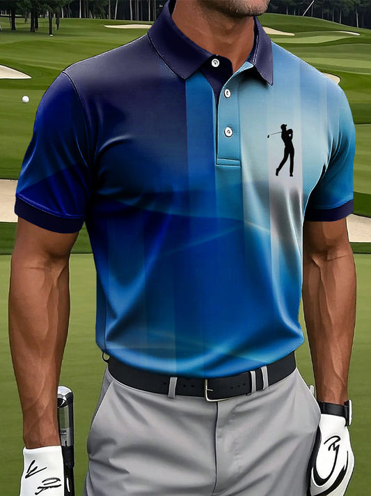 Ανδρική Retro Gradient γεωμετρική τέχνη Εκτύπωση περιστασιακή επιχείρηση Polo πουκάμιση