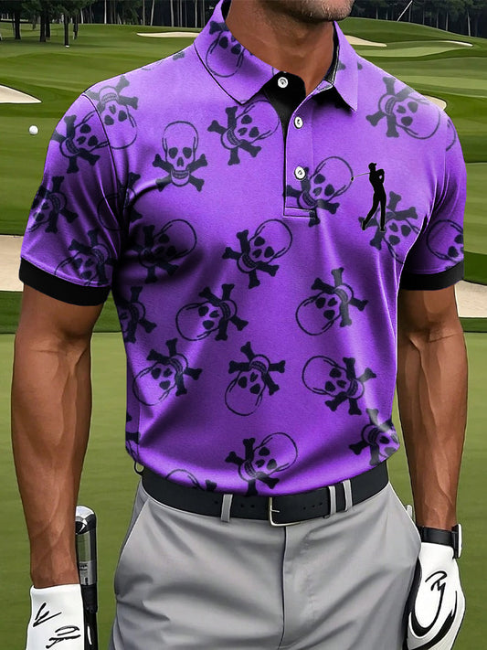 Ανδρικά Retro Κρανίο Τέχνη Εκτύπωση περιστασιακή επιχείρηση Polo πουκάμιση