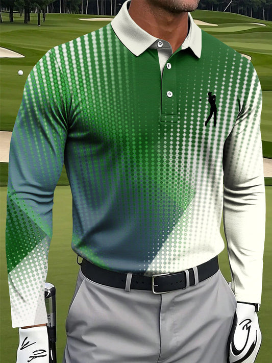 Ανδρικά Retro Γεωμετρική εκτύπωση Καθαρή επιχείρηση με μακριά μανίκι Polo πουκάμιση