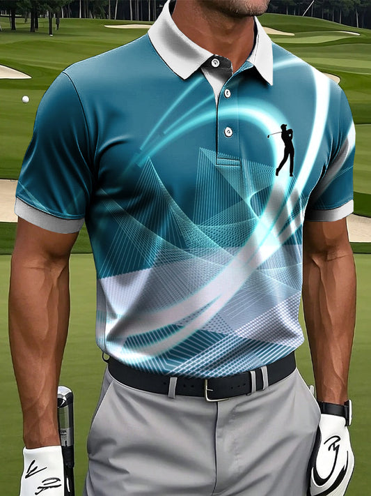 Ανδρικά Retro ακανόνιστη γραμμή τέχνης Εκτύπωση Casual Polo πουκάμιση