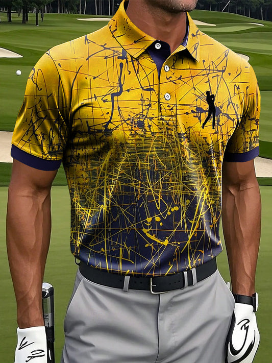 Ανδρικά Αφηρημένη γραμμή Τέχνη Εκτύπωση Καθαρή επιχείρηση Polo πουκάμιση