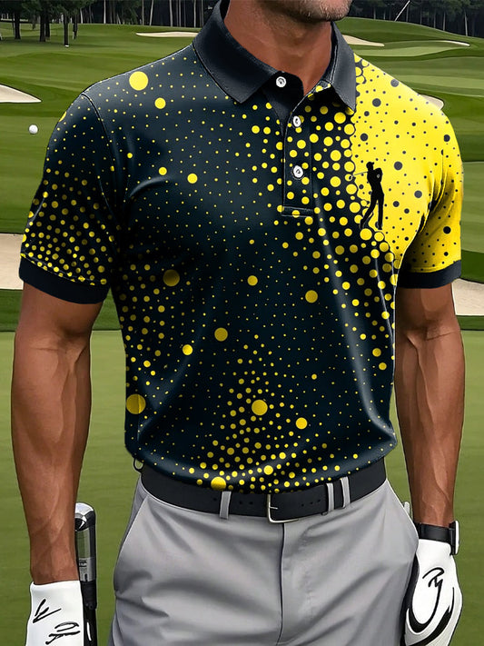 Ανδρικά Retro Αφηρημένη Polka Dot τέχνη Εκτύπωση περιστασιακή Πόλο πουκάμιση
