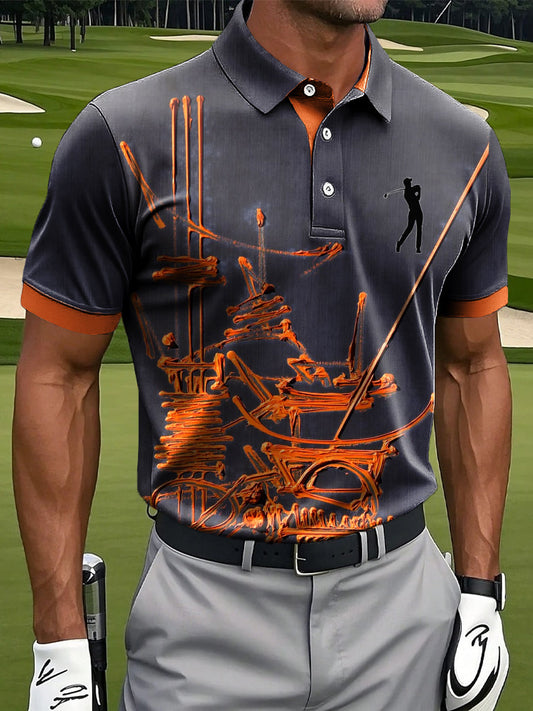 Ανδρική αφηρημένη γραμμή γκράφιτι Τέχνη Εκτύπωση περιστασιακή επιχείρηση Polo πουκάμιση