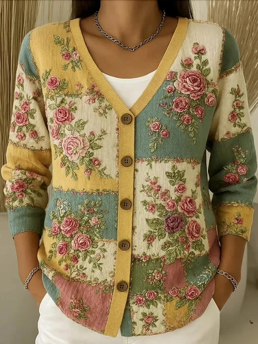 Γυναικείο Vintage Floral Εκτύπωση κουμπί κουμπί