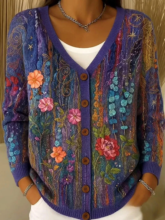 Γυναικείο Vintage Floral Εκτύπωση κουμπί κουμπί