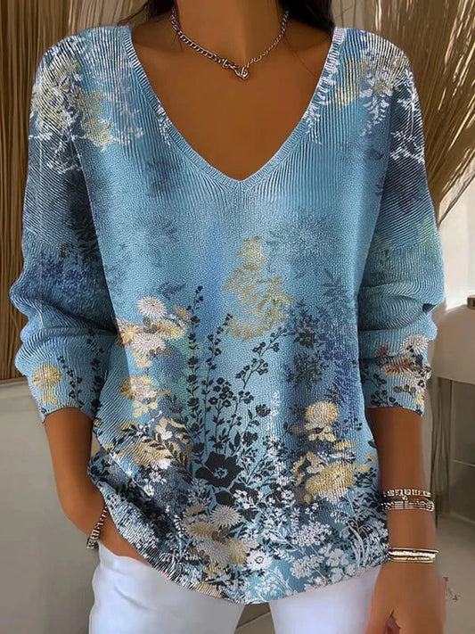 Γυναικείο Vintage Floral Εκτύπωση βαμβάκι κορυφαίο