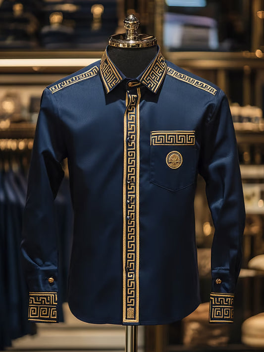 Ανδρική επιχείρηση πολυτελεία επιχειρηματικό στυλ μακριά μανίκι πουκάμιση