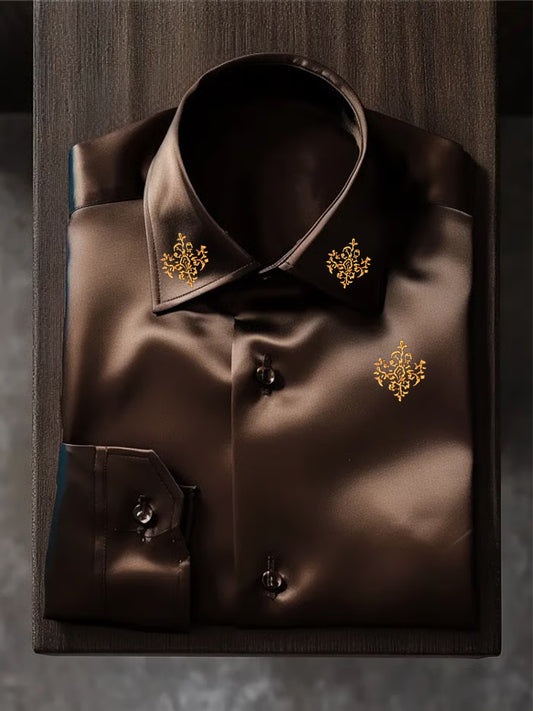 Ανδρική επιχείρηση πολυτελεία επιχειρηματικό στυλ μακριά μανίκι πουκάμιση