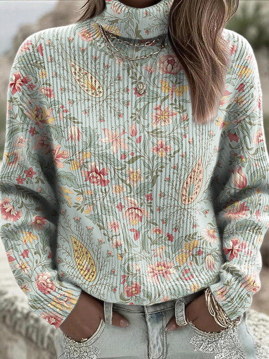 Γυναικείο Vintage Τέχνη Paisley Ανθοπωλείο πουλόβερ ζιβάκι