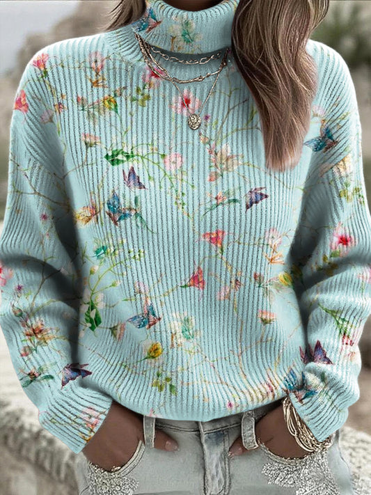 Γυναικείο Vintage πεταλούδα ανθοπωλεία τέχνη υψηλής λαιμού